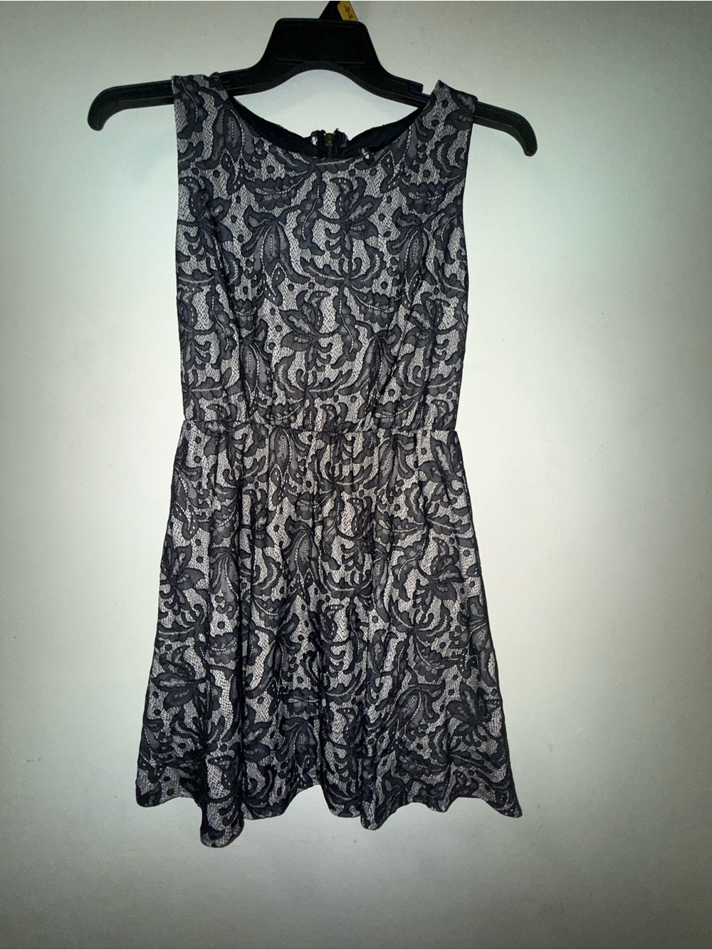 HeartSoul Black & White Floral Lace Fit-and-Flare Dress
